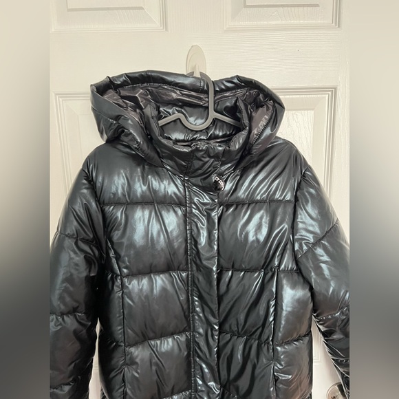 Juicy Couture longline padded jacket with logo back in shiny black - Picture 11 of 14